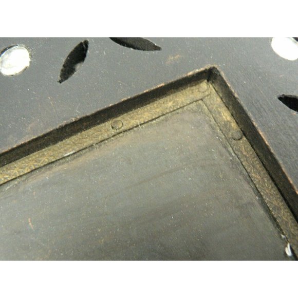 Tray Serving Handmade Wood Metal Insert Cut Out Detailing - Picture 4 of 7